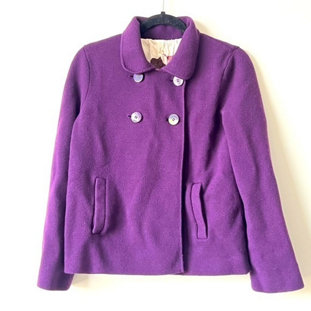 Talbots Purple 4 button Peacoat with‎ floral lining